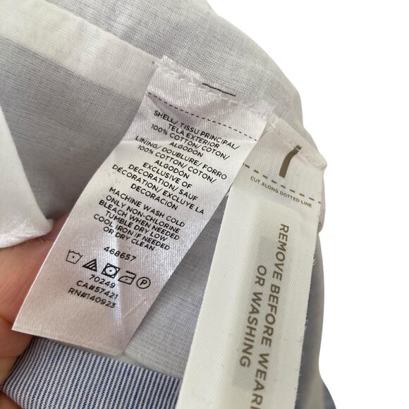 NWT Loft Blue White Stripe Crochet Lace Pinafore Old Money Dress Size Large - Picture 15 of 16